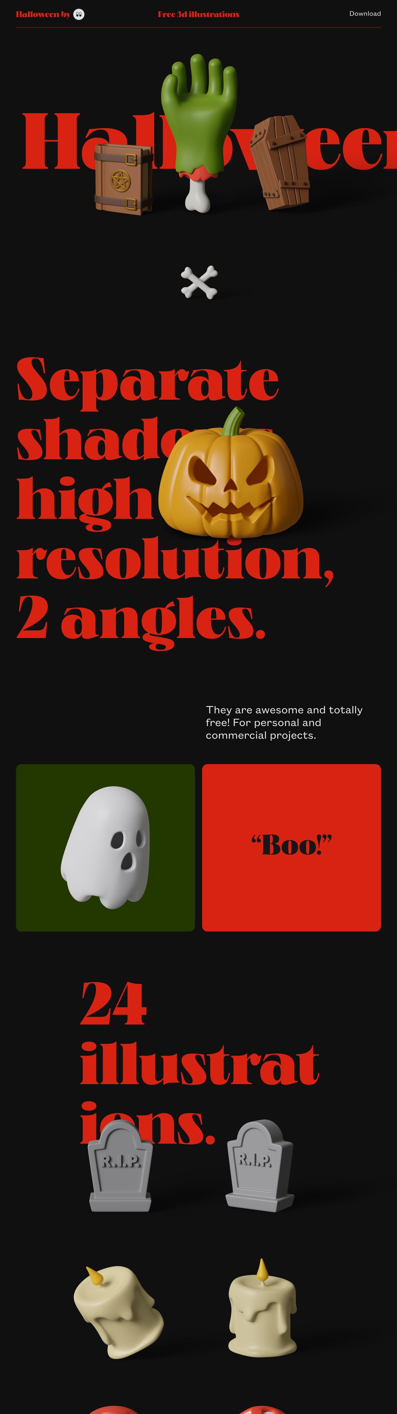 Halloween 3D Icons Website Screenshot