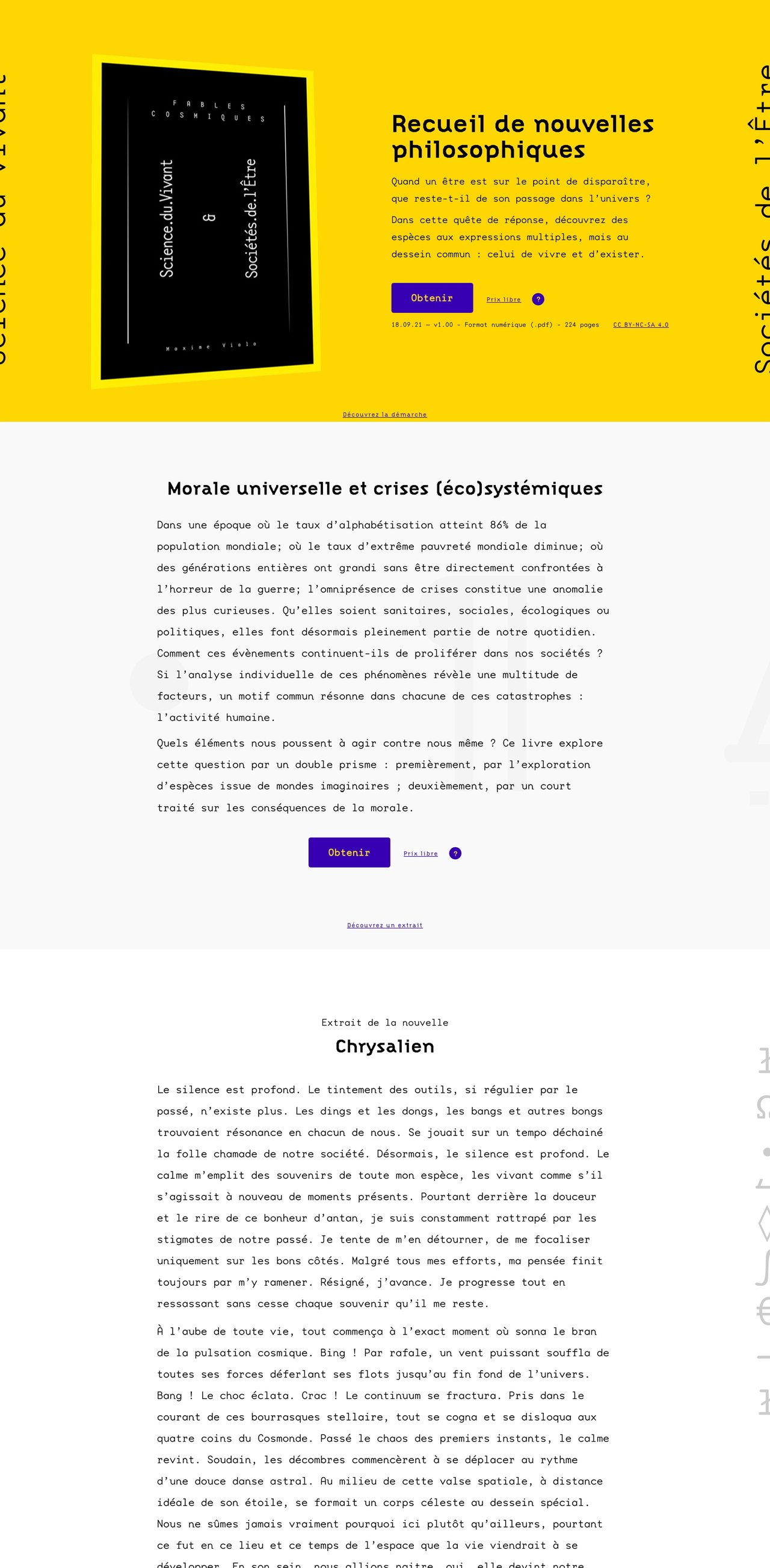 Fables Cosmiques Website Screenshot
