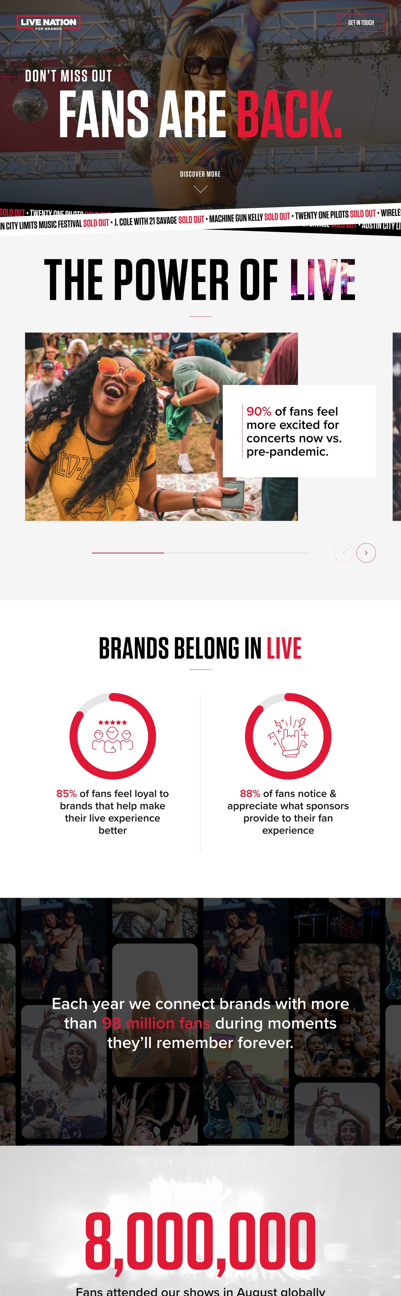 Live Nation For Brands Website Screenshot