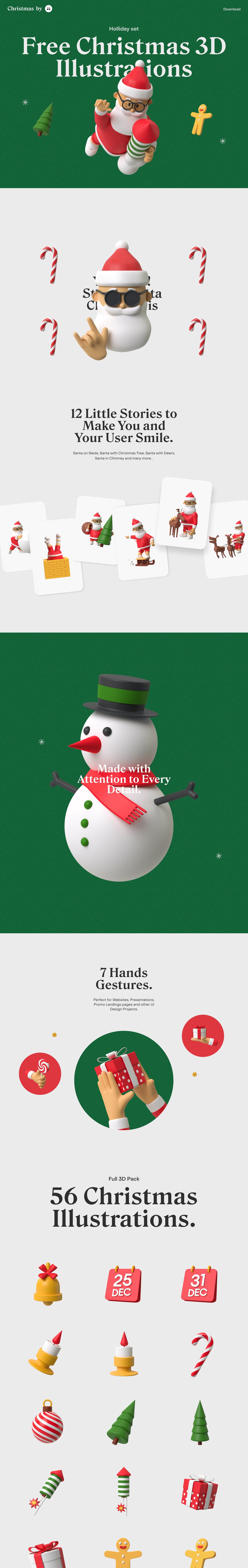 Christmas 3D Illustrations Website Screenshot