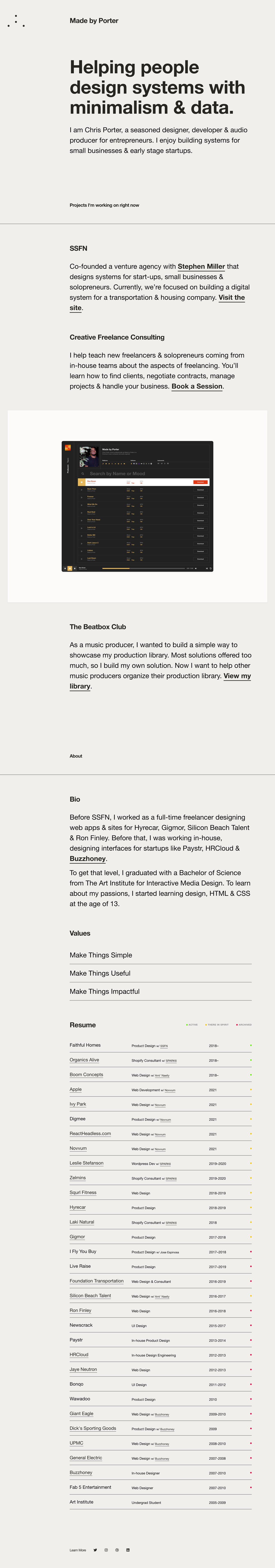 Chris Porter Website Screenshot