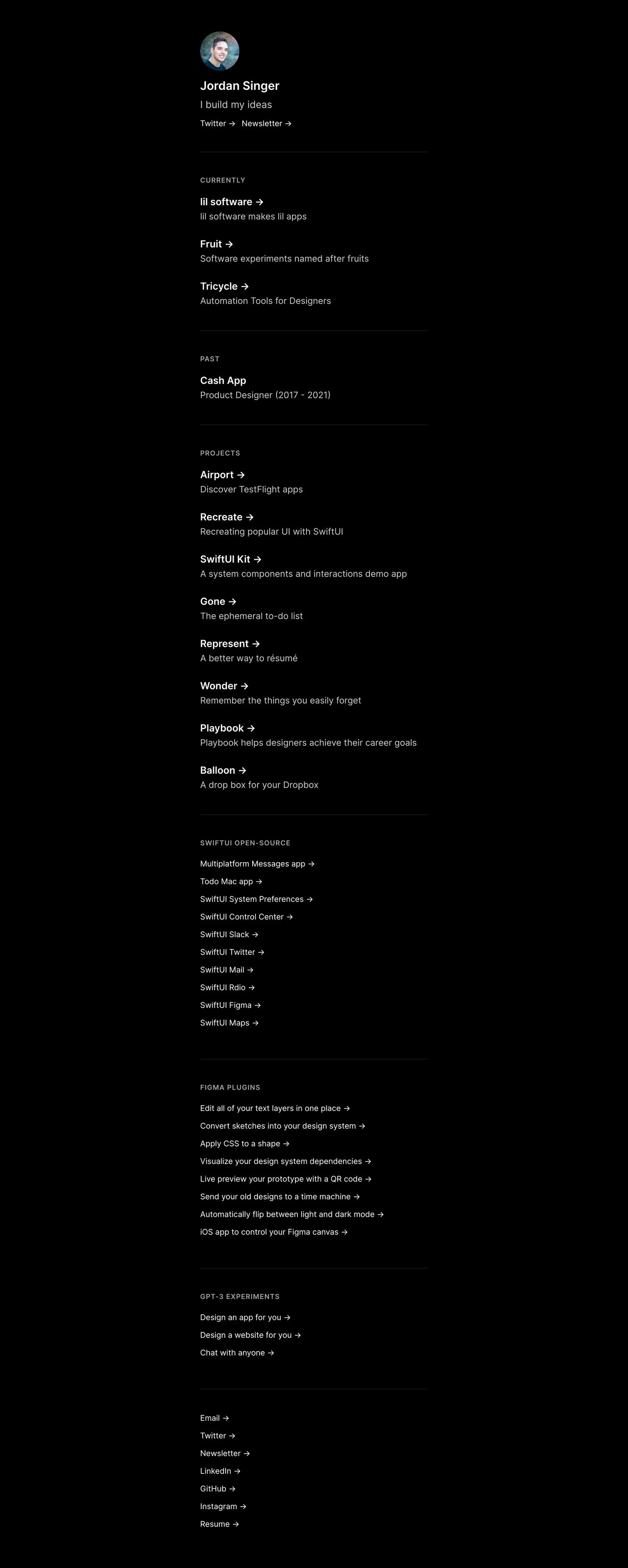 Jordan Singer Website Screenshot