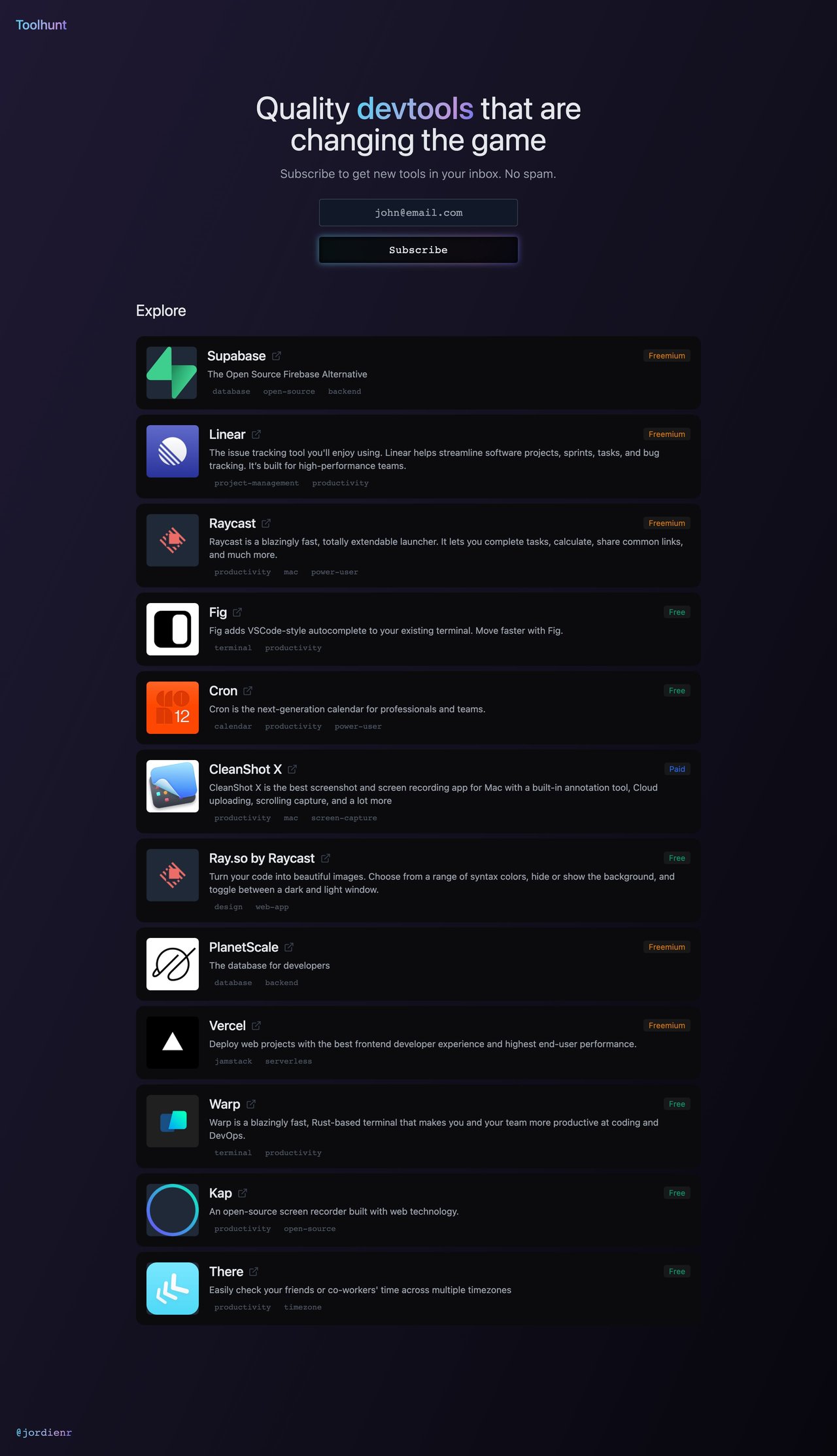 Toolhunt Website Screenshot