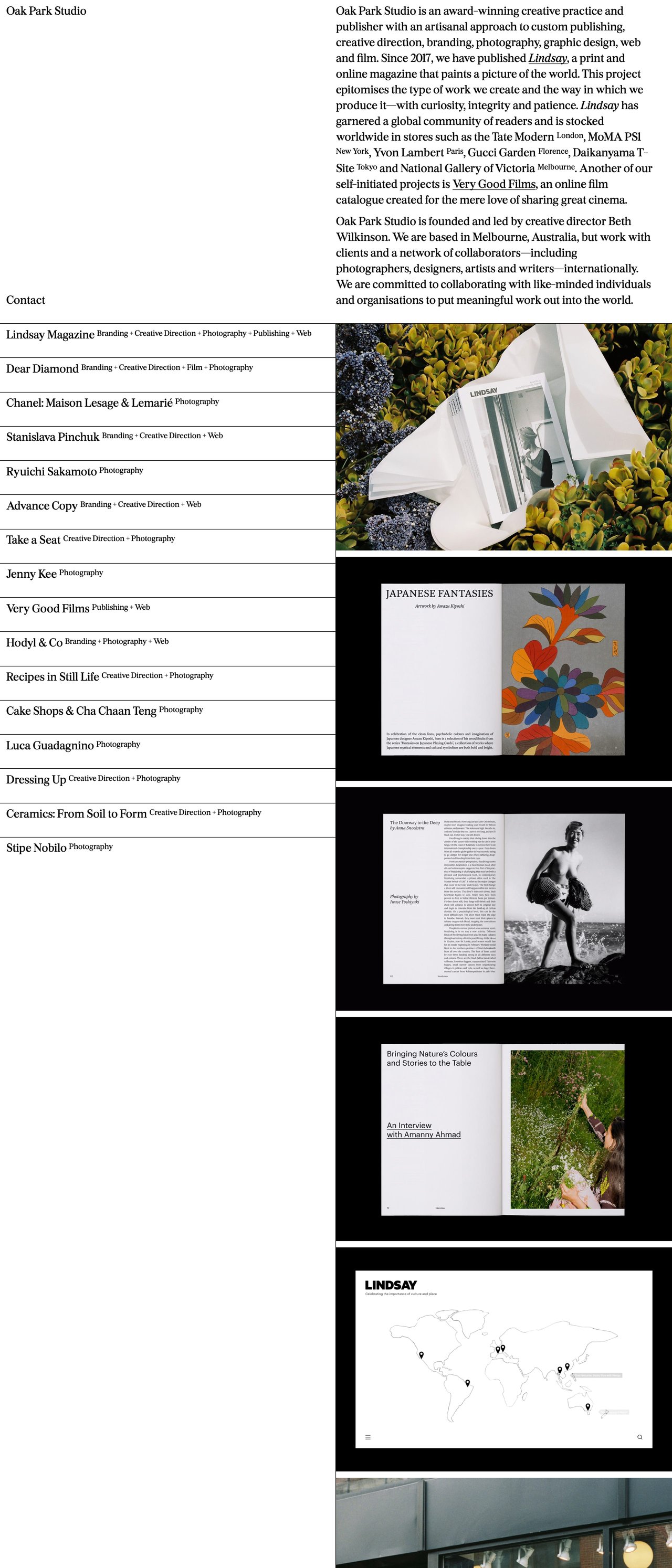 Oak Park Studio Website Screenshot