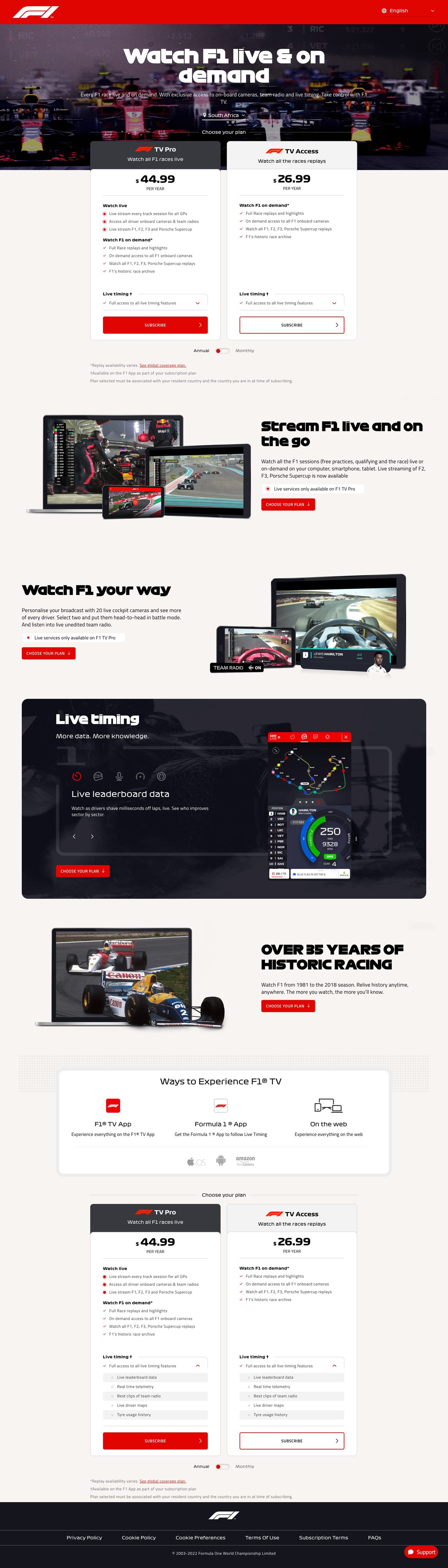 Stream Formula 1 Website Screenshot