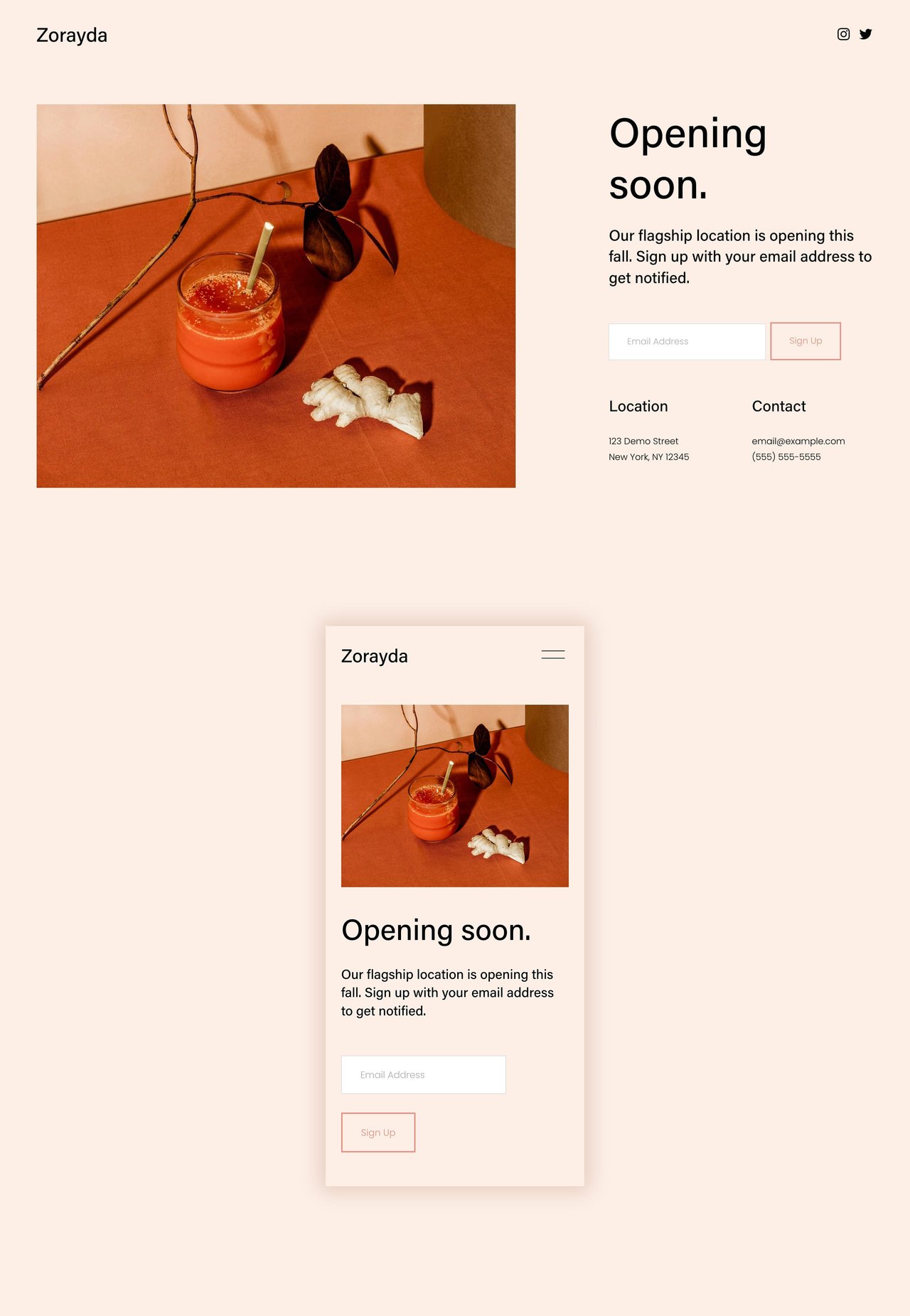 Zorayda Website Screenshot