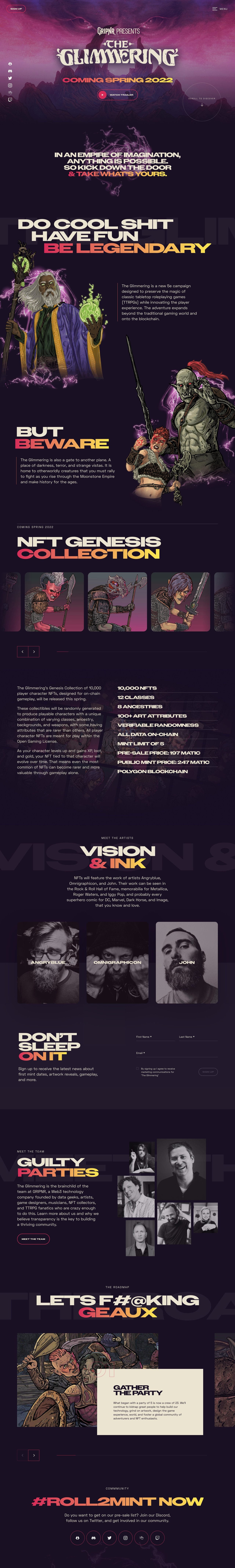 The Glimmering Website Screenshot