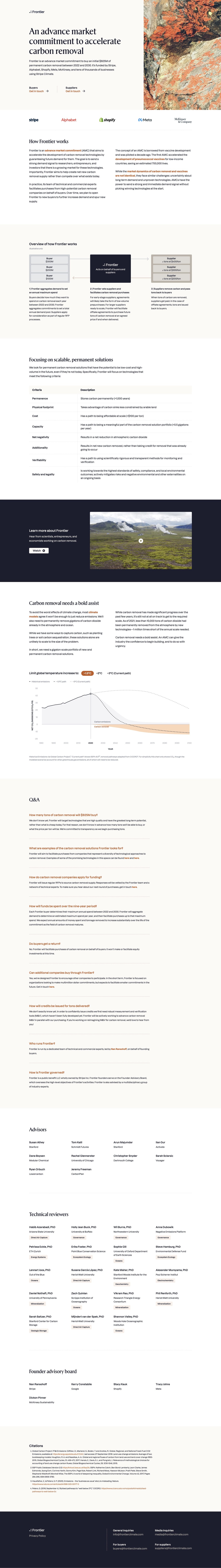 Frontier Website Screenshot