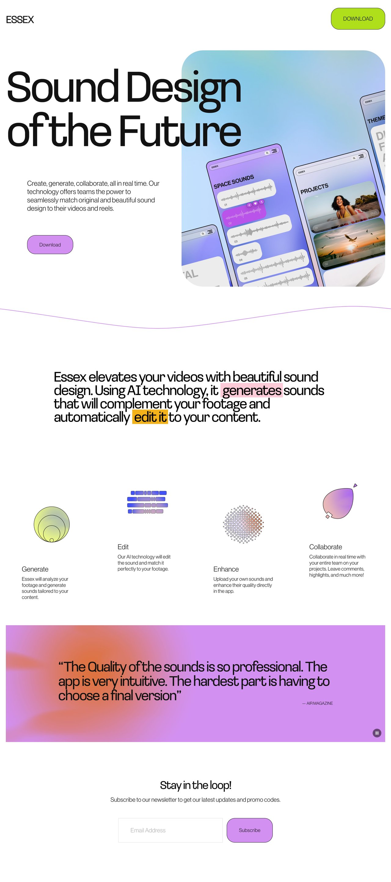 Essex Website Screenshot