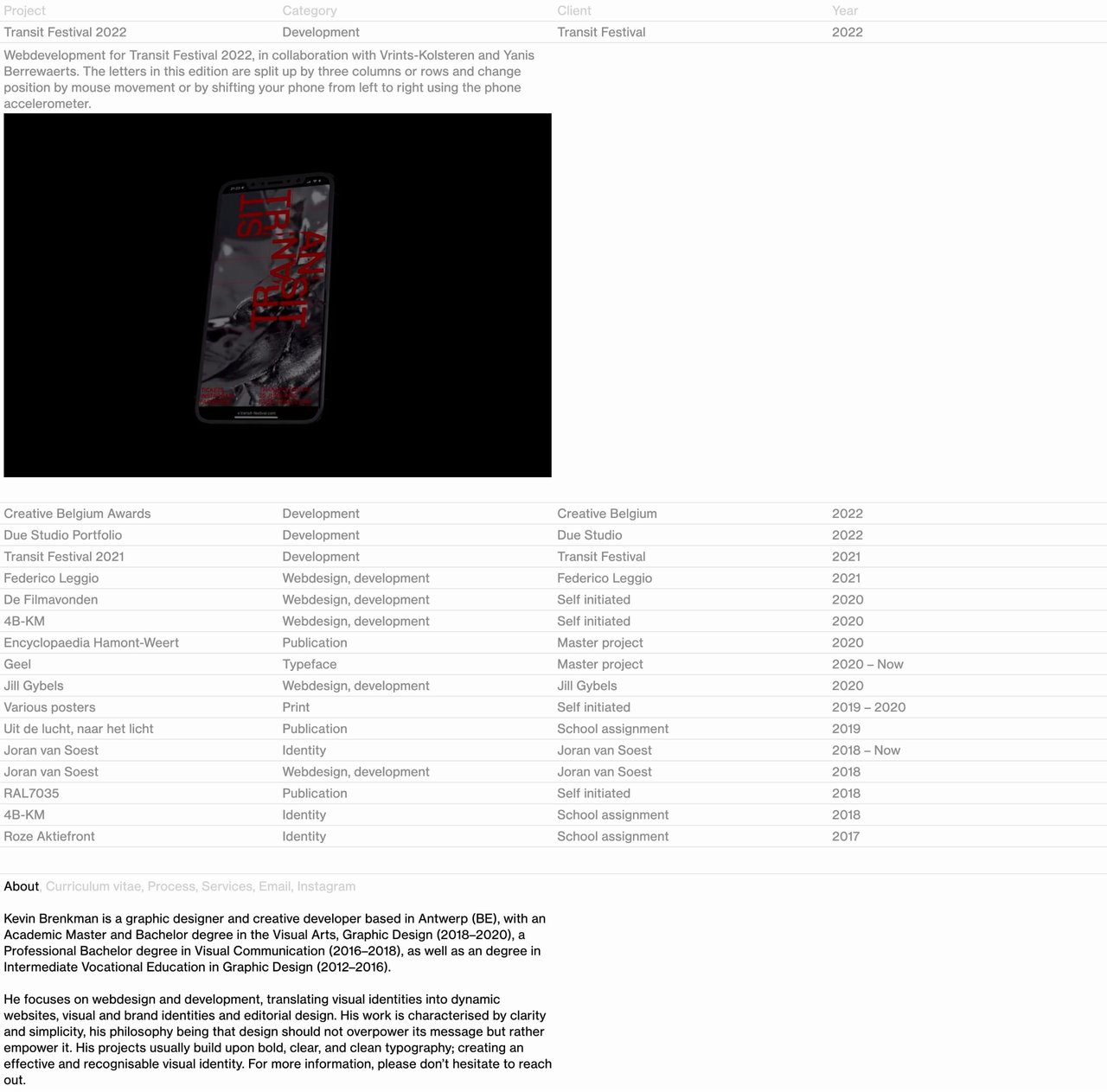 Kevin Brenkman Website Screenshot