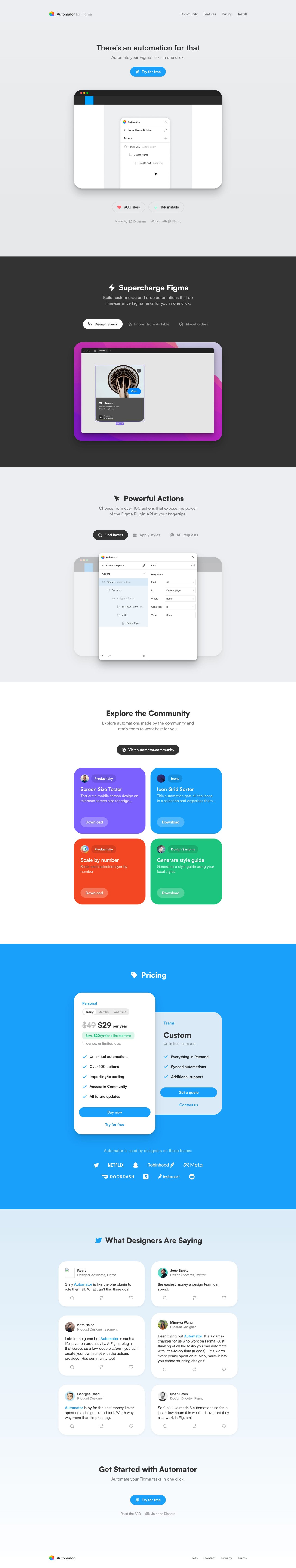 Automator for Figma Website Screenshot