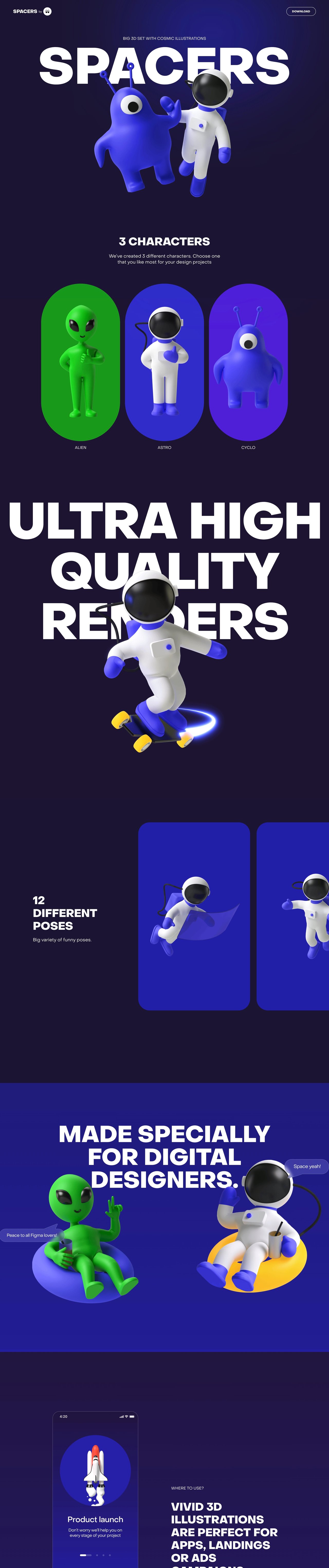 Space 3D Illustrations Website Screenshot