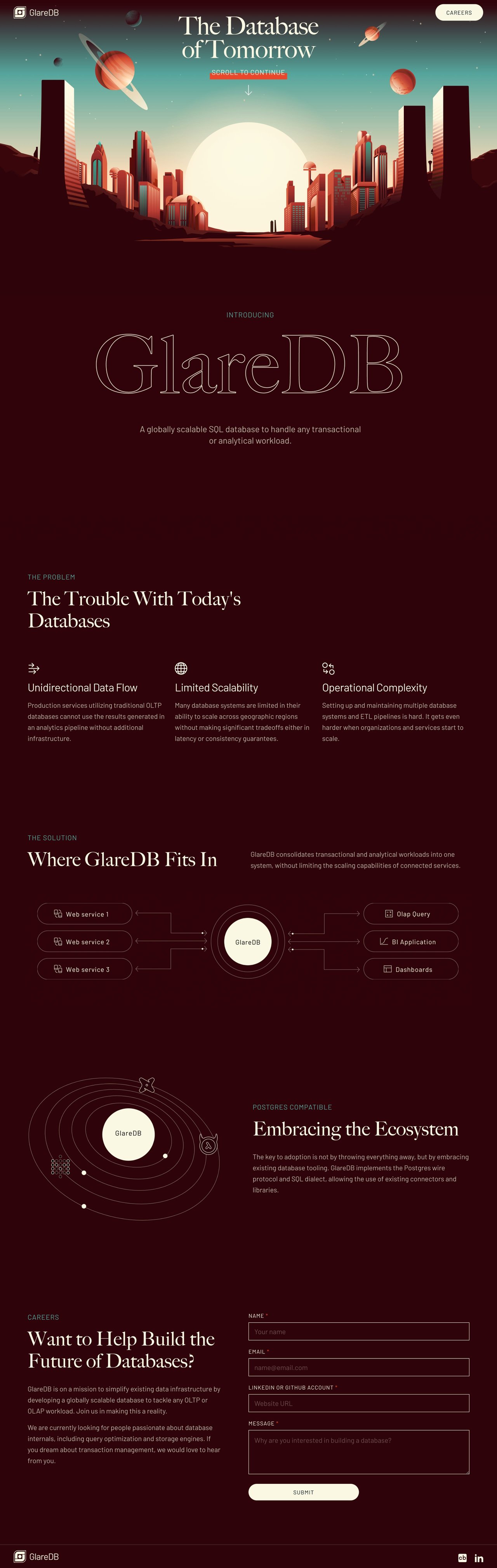 GlareDB Website Screenshot