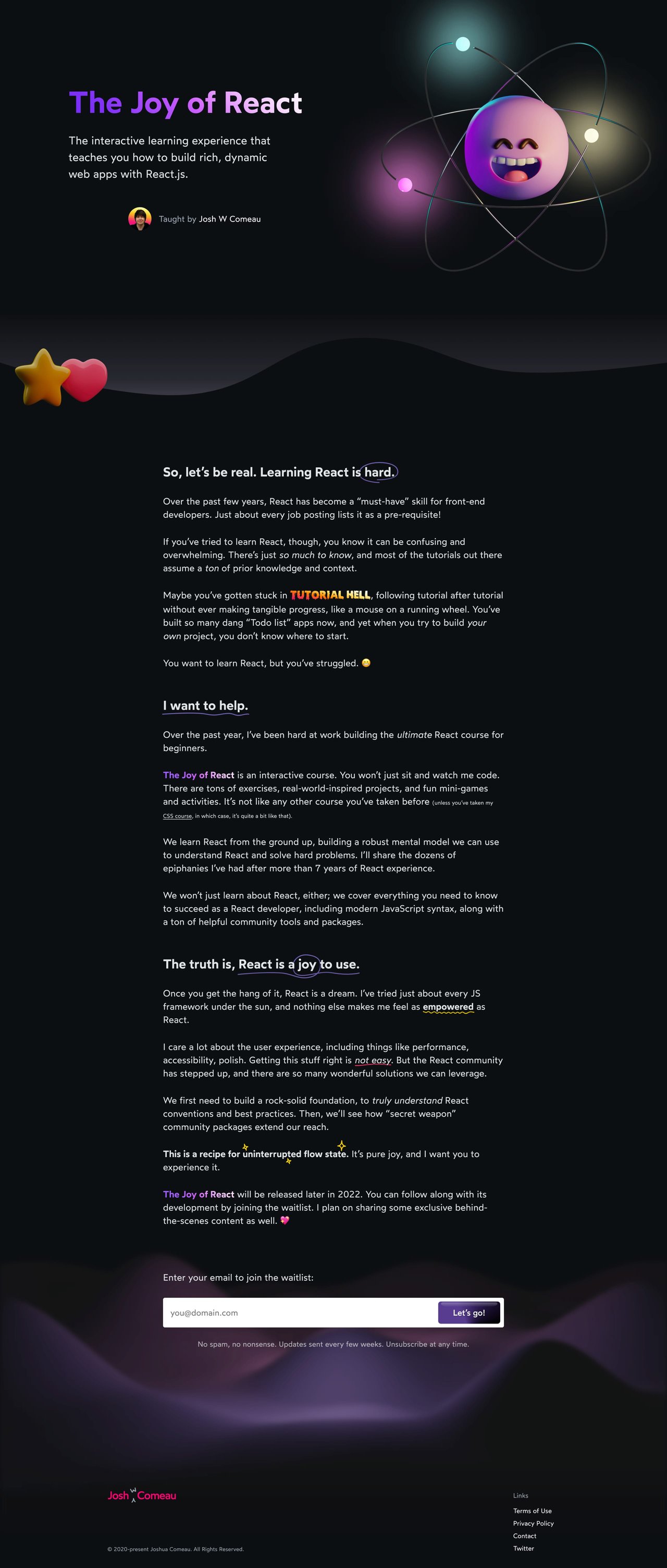 The Joy of React Website Screenshot