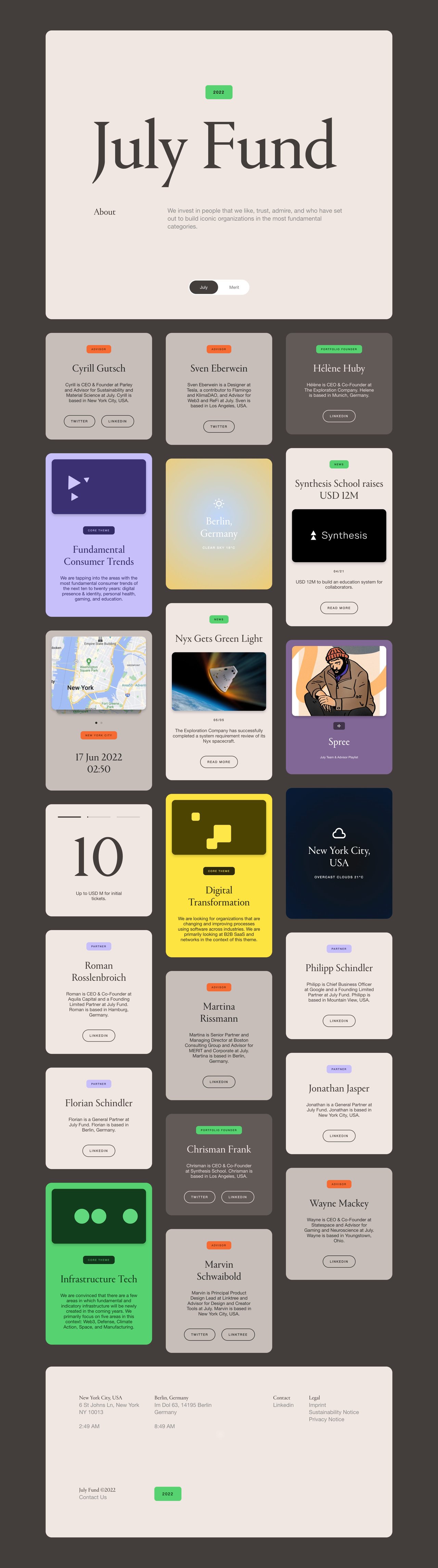 July Fund Website Screenshot