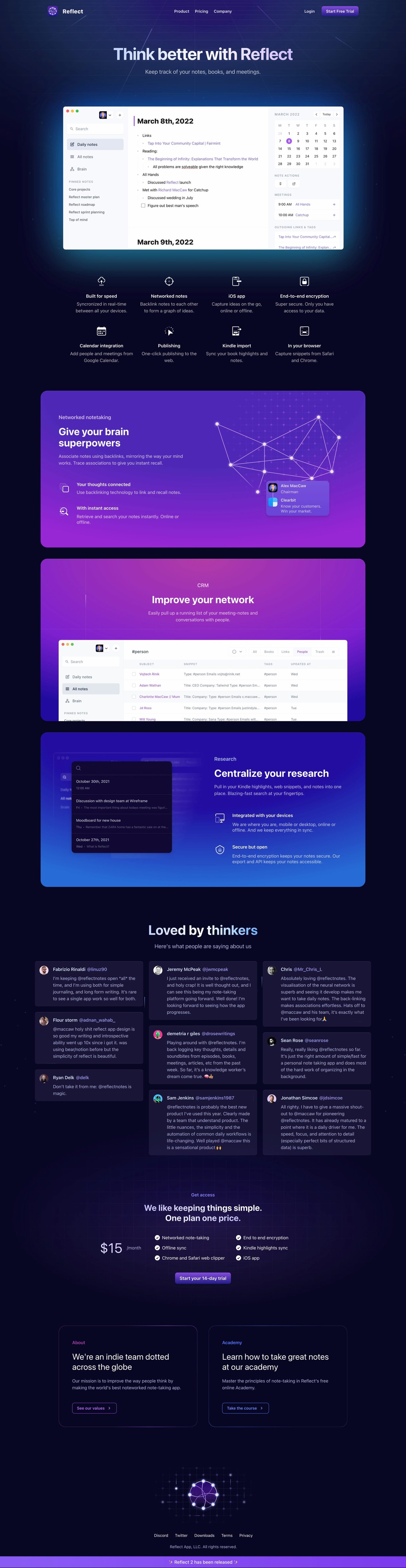Reflect Website Screenshot