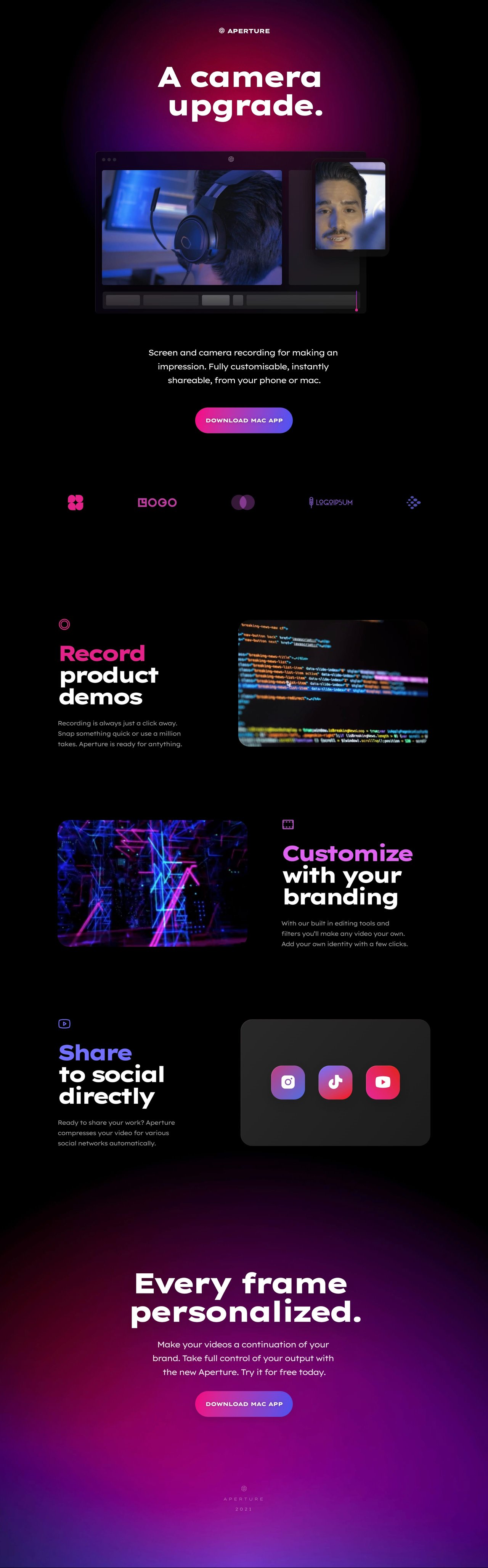 Aperture Website Screenshot