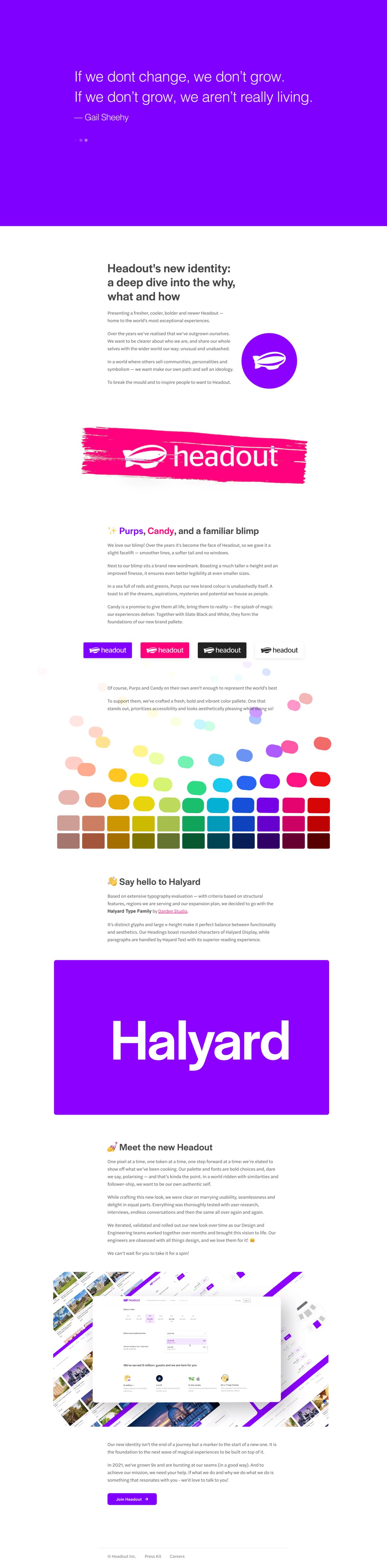 The Headout Brand Website Screenshot