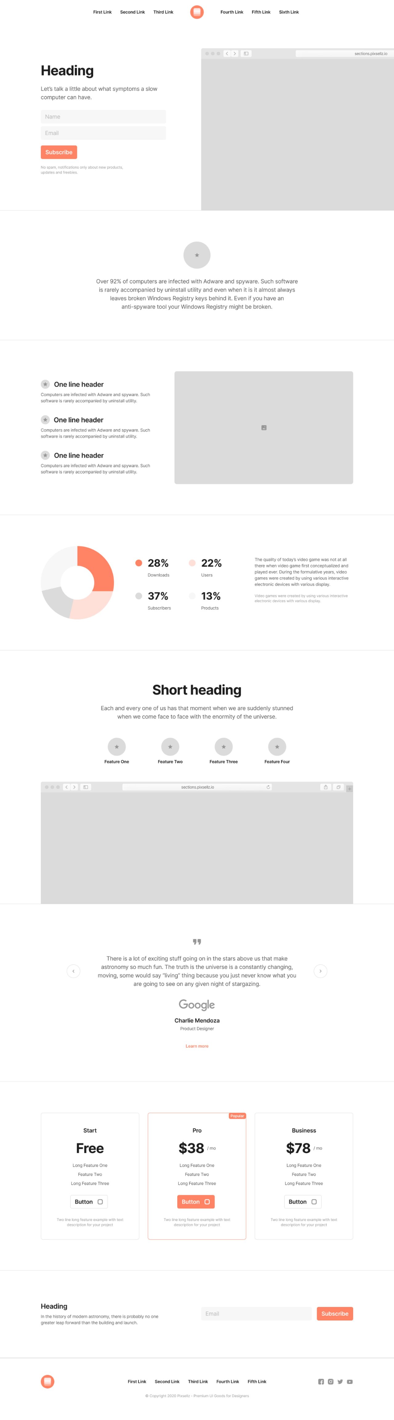 Sections Website Screenshot