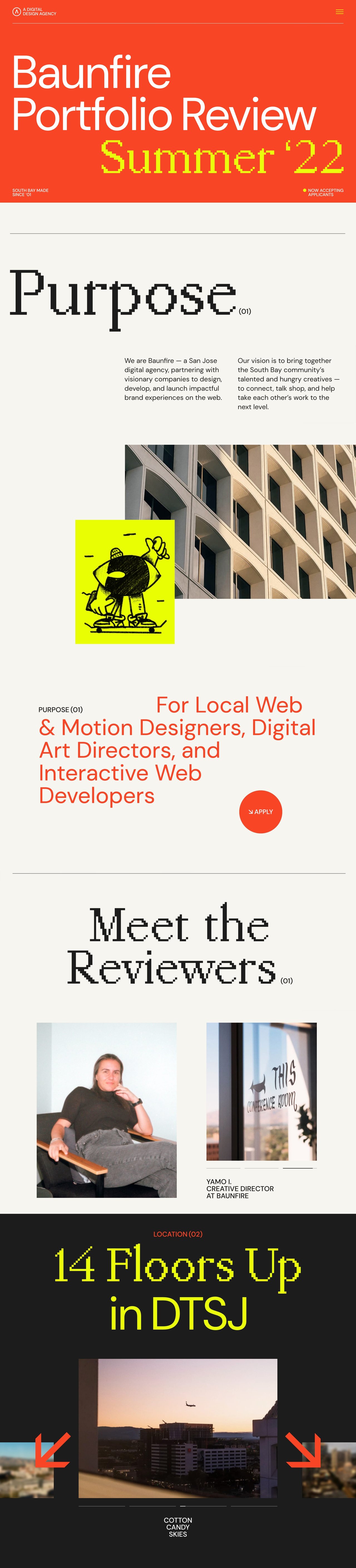 Baunfire Portfolio Review Website Screenshot