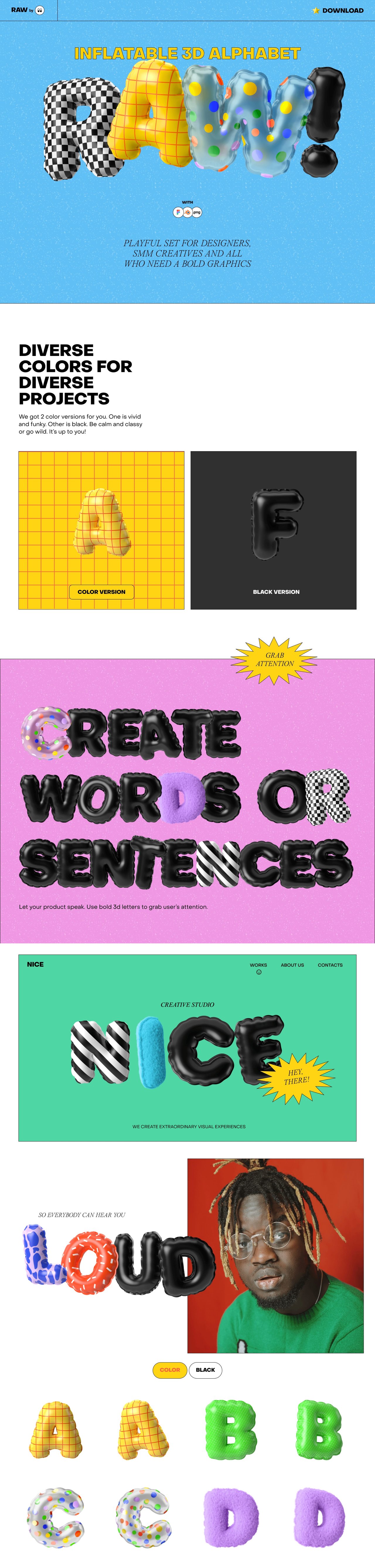 Inflatable 3D Alphabet Website Screenshot