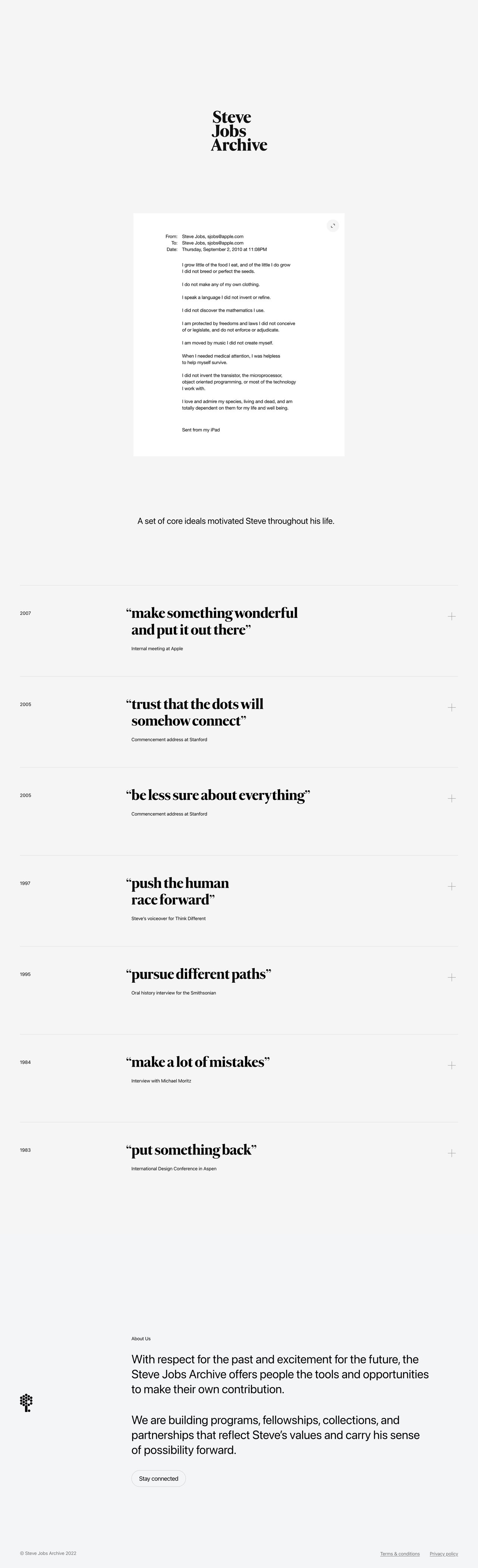 The Steve Jobs Archive Website Screenshot