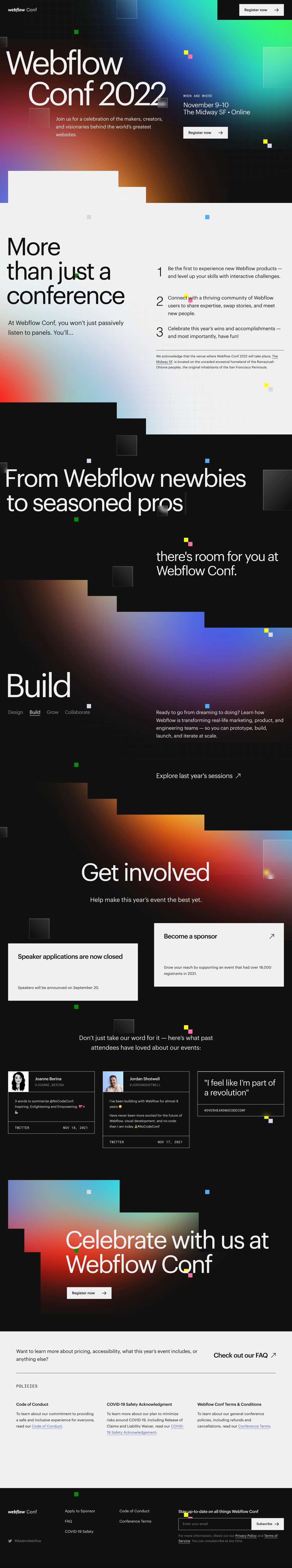 Webflow Conf 2022 Website Screenshot