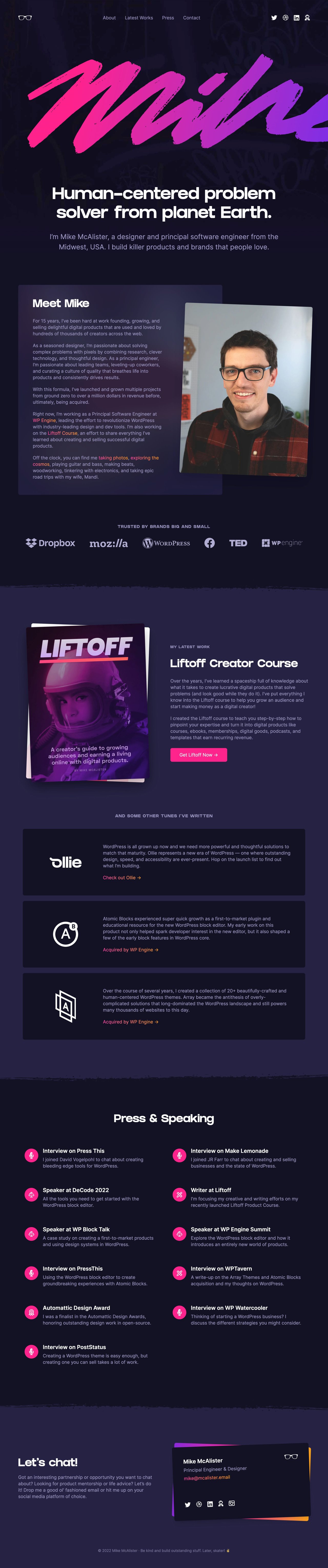 Mike McAlister Website Screenshot