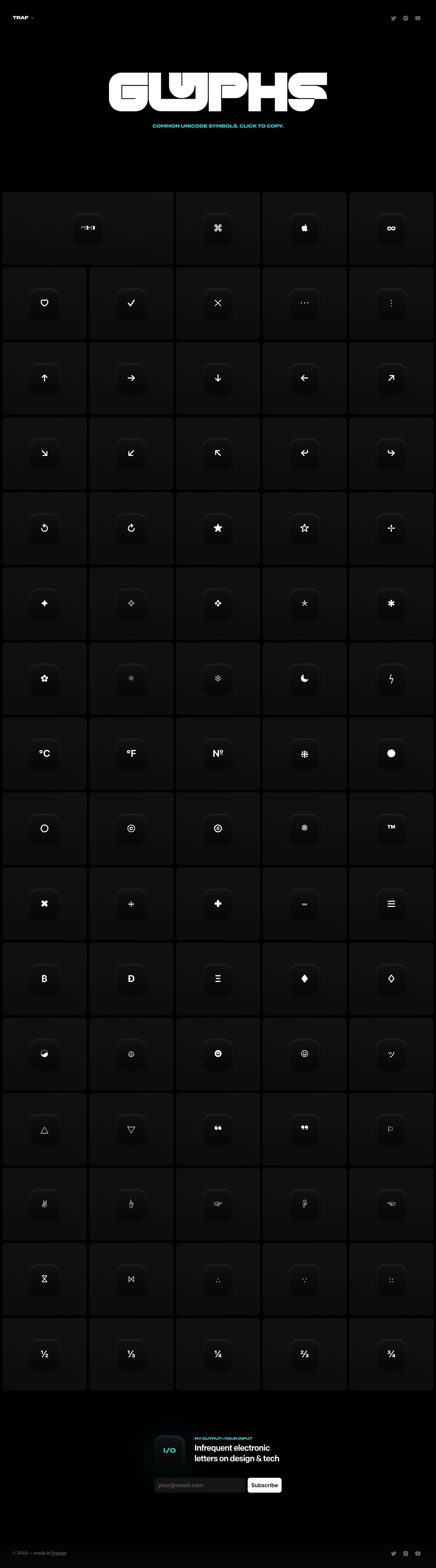 Glyphs by Traf Website Screenshot