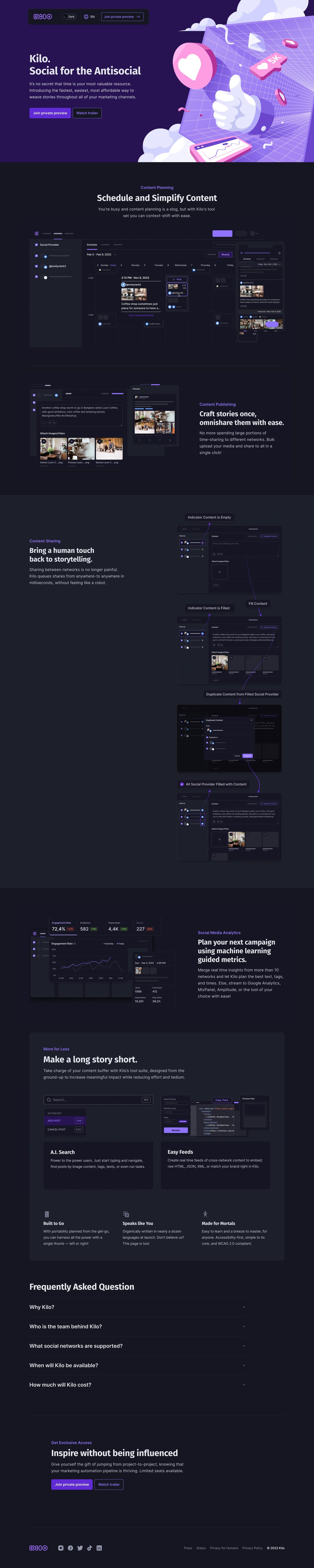 Kilo Website Screenshot