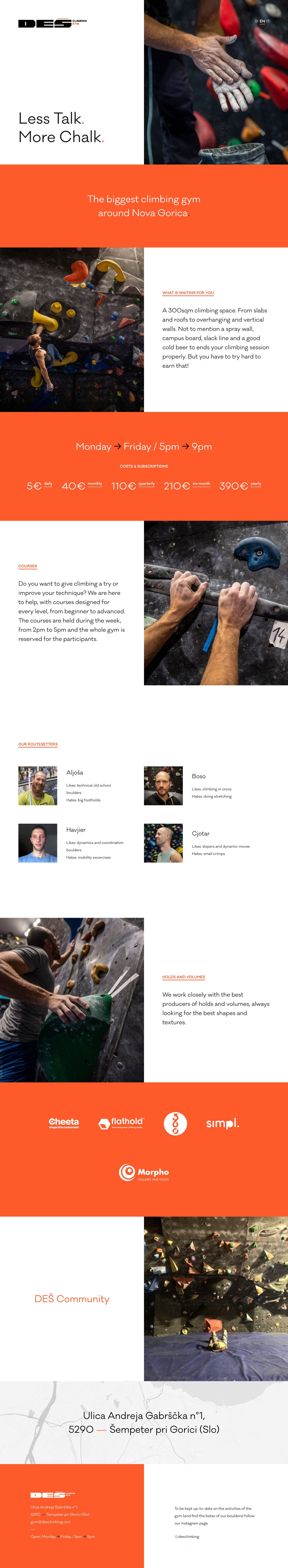 Des Climbing Website Screenshot