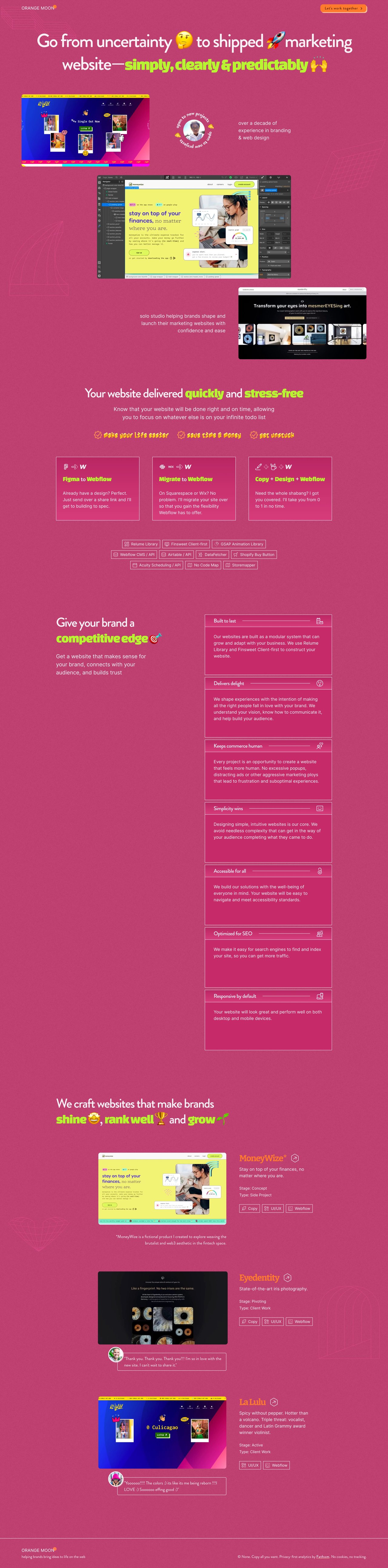 Orange Moon Creative Website Screenshot