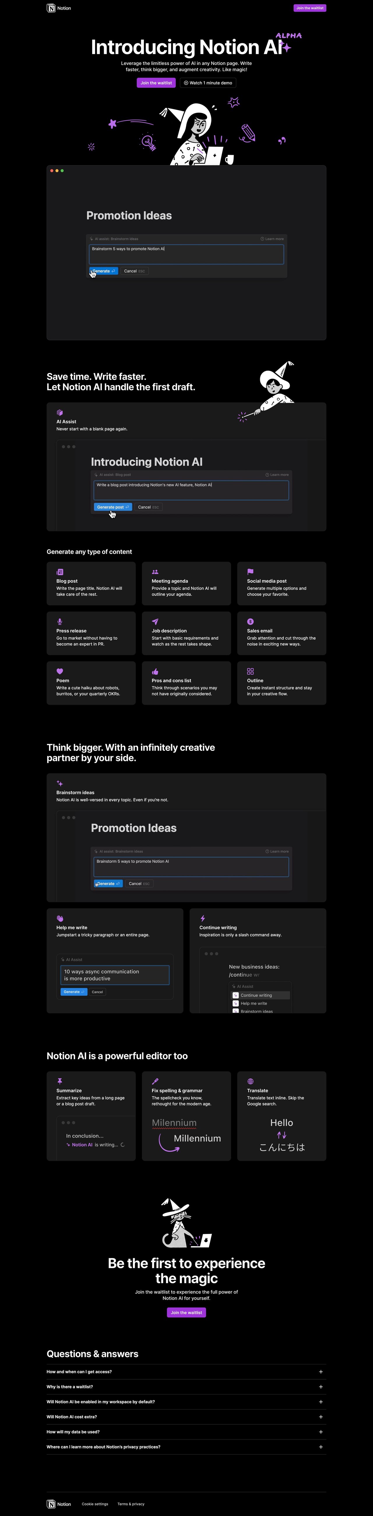 Notion AI Website Screenshot