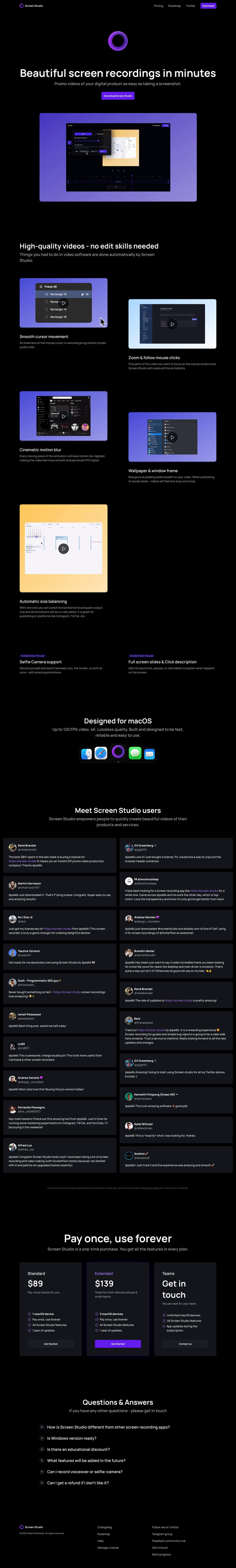 Screen Studio Website Screenshot