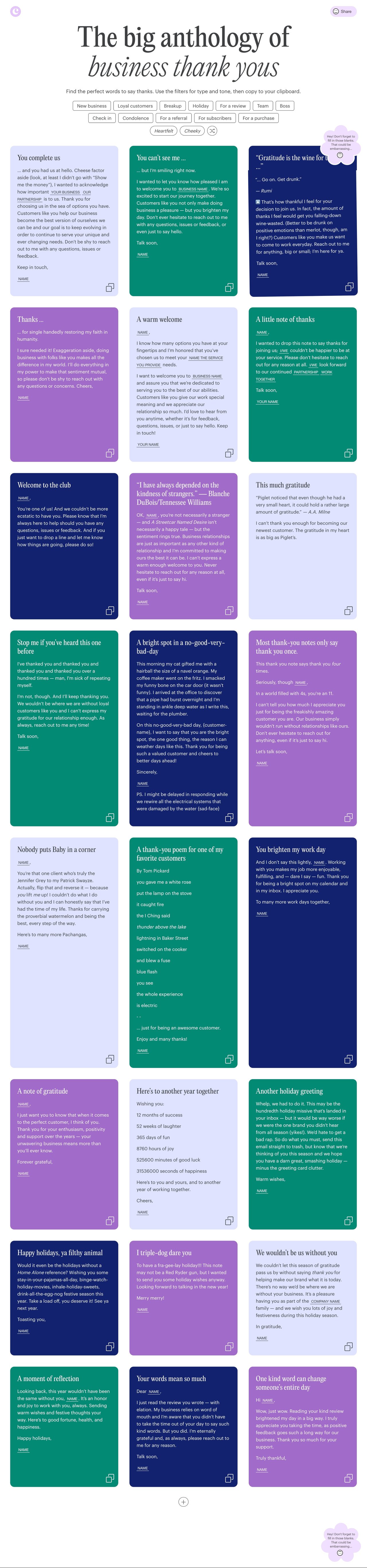 Thank You note generator Website Screenshot