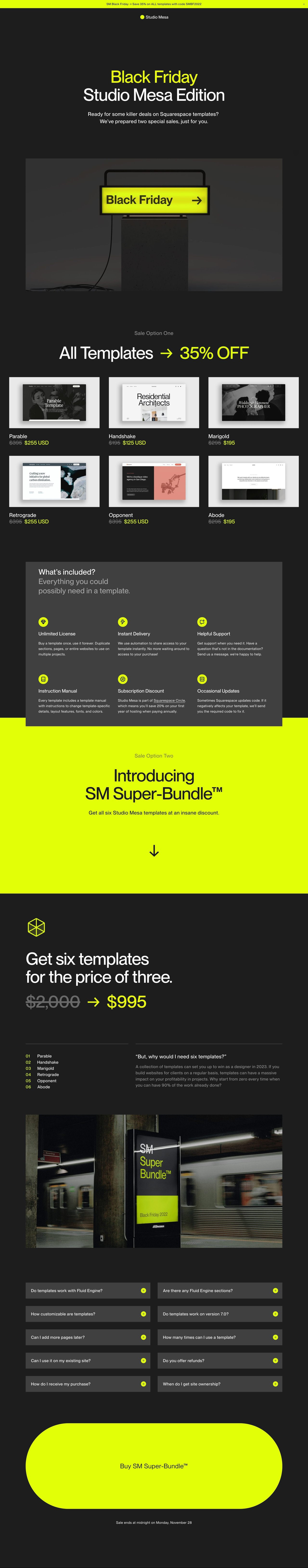 Studio Mesa Black Friday Website Screenshot