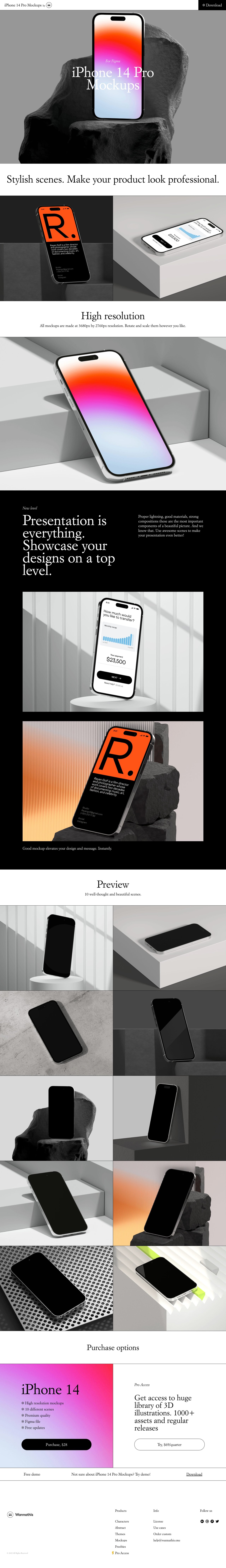 iPhone 14 Pro Mockups Website Screenshot