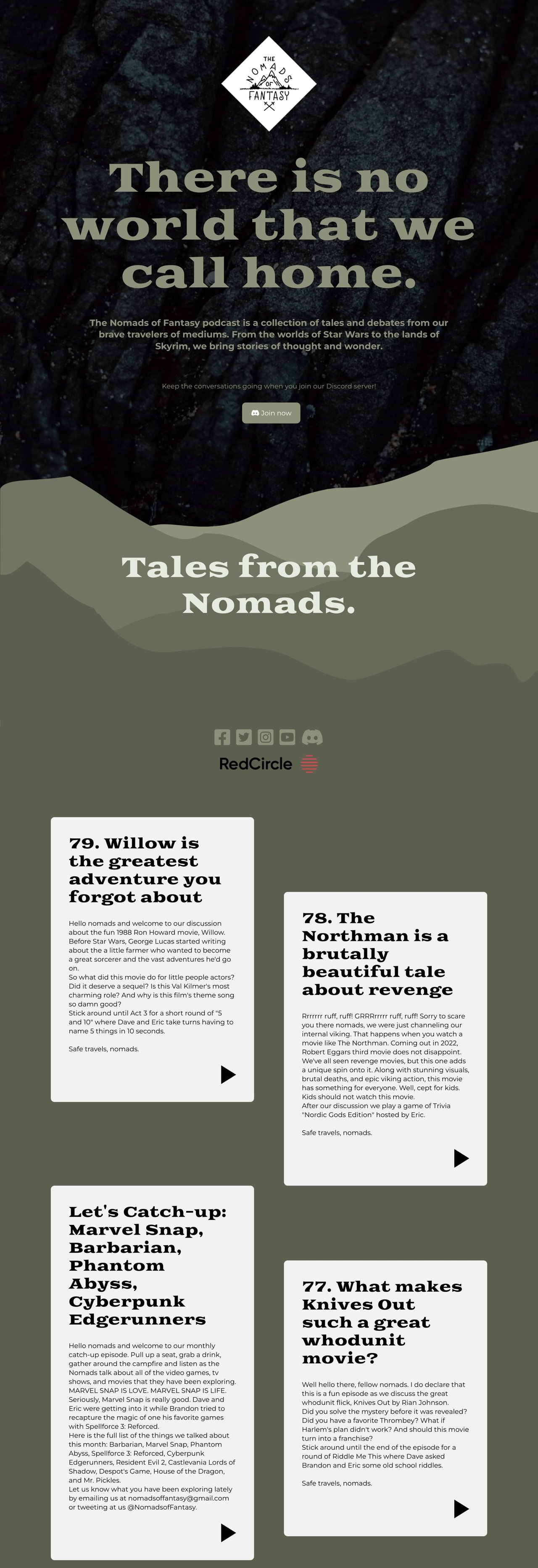 The Nomads of Fantasy Website Screenshot