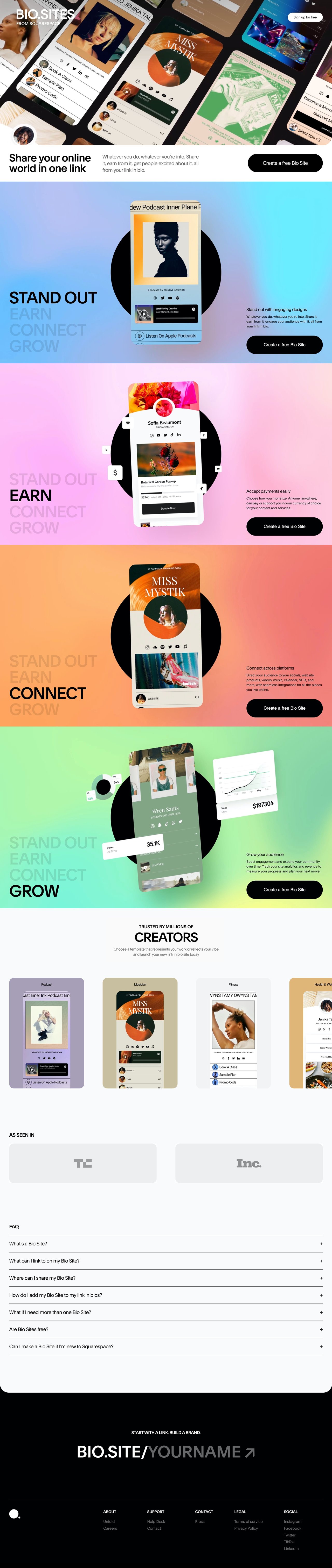 Bio Sites Website Screenshot