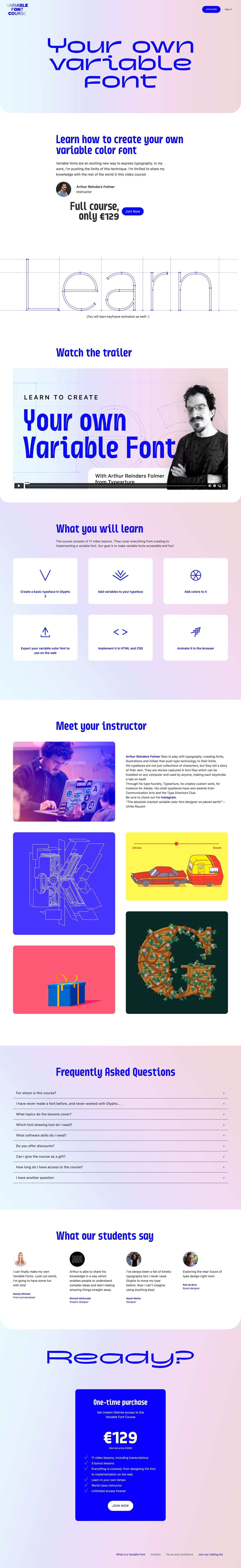 Variable Font Course Website Screenshot