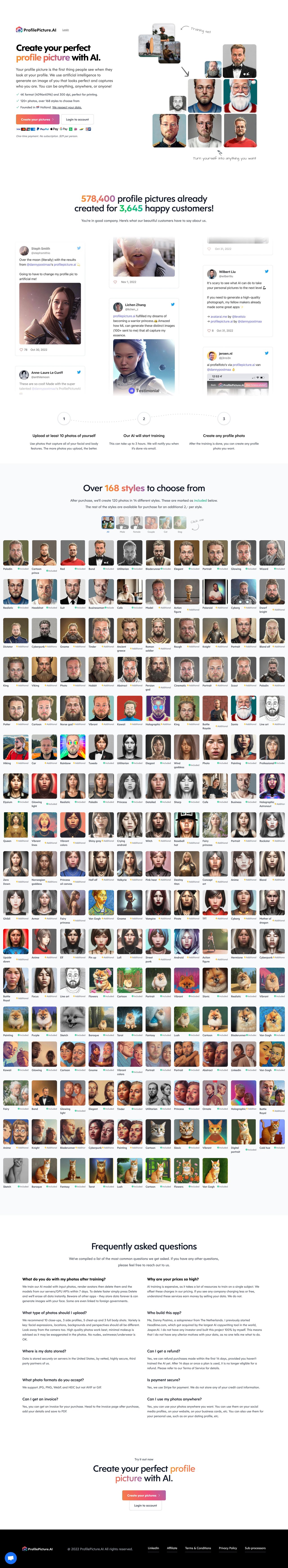 AI Profile Picture Generator Website Screenshot