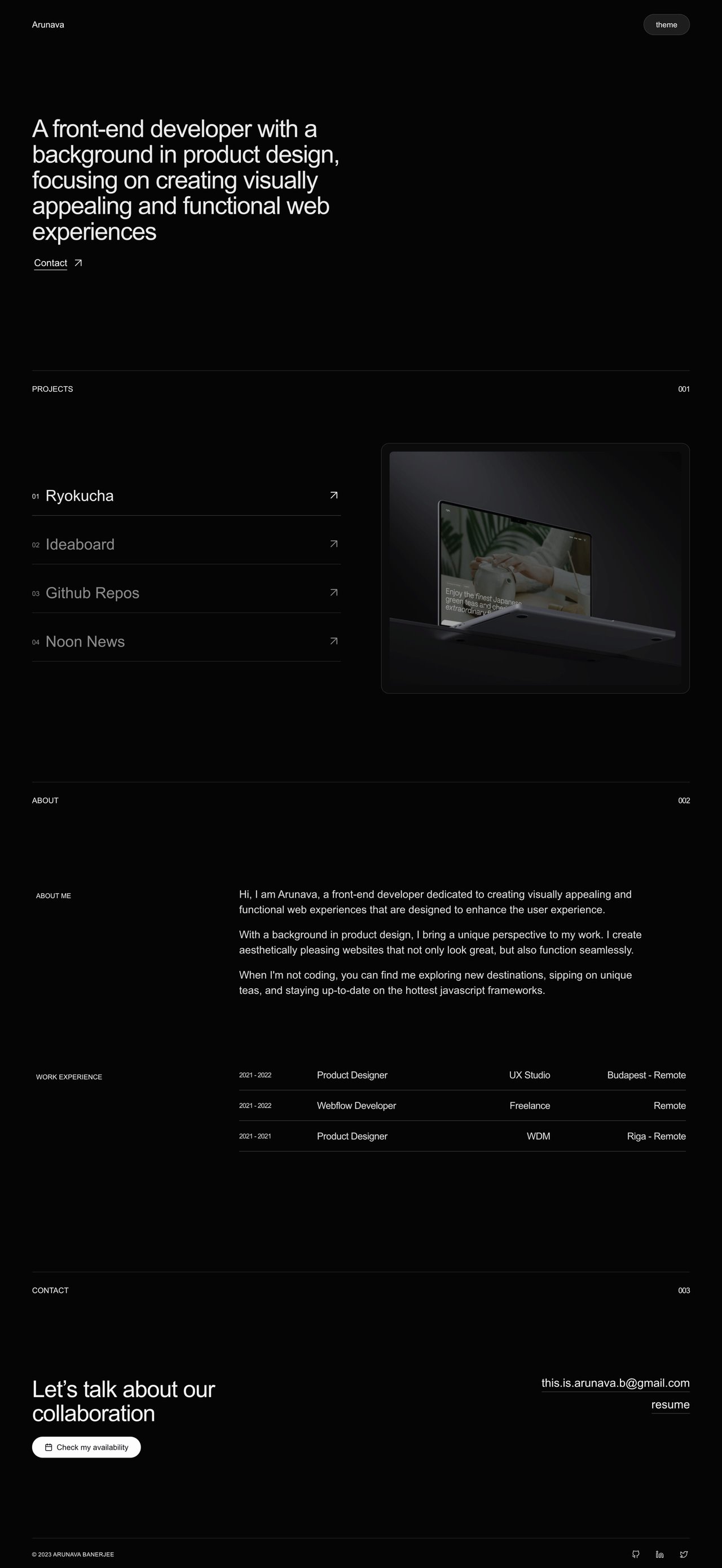 Arunava Website Screenshot