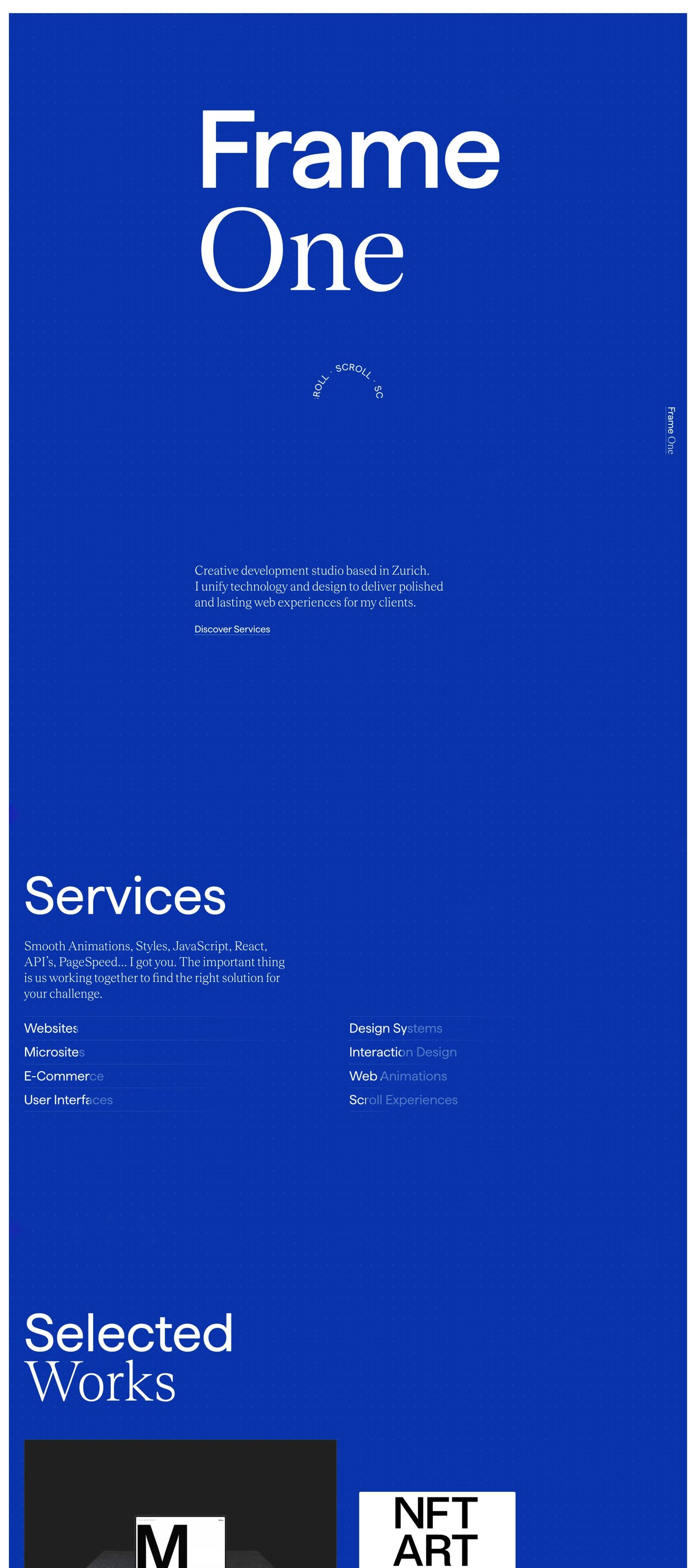 Frame One Website Screenshot