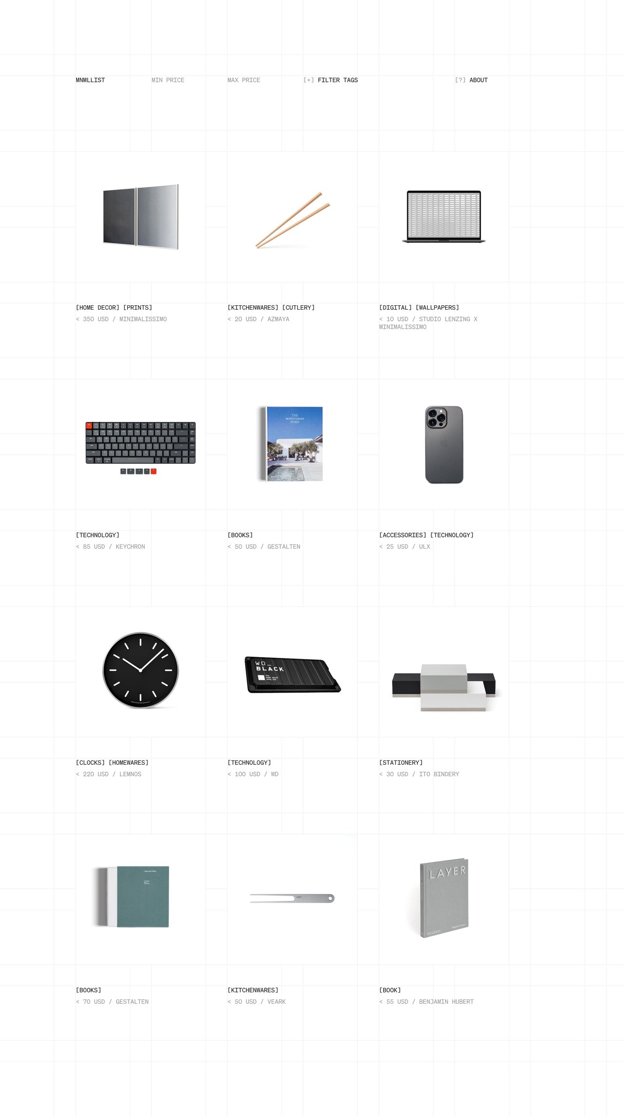 Mnmllist Website Screenshot