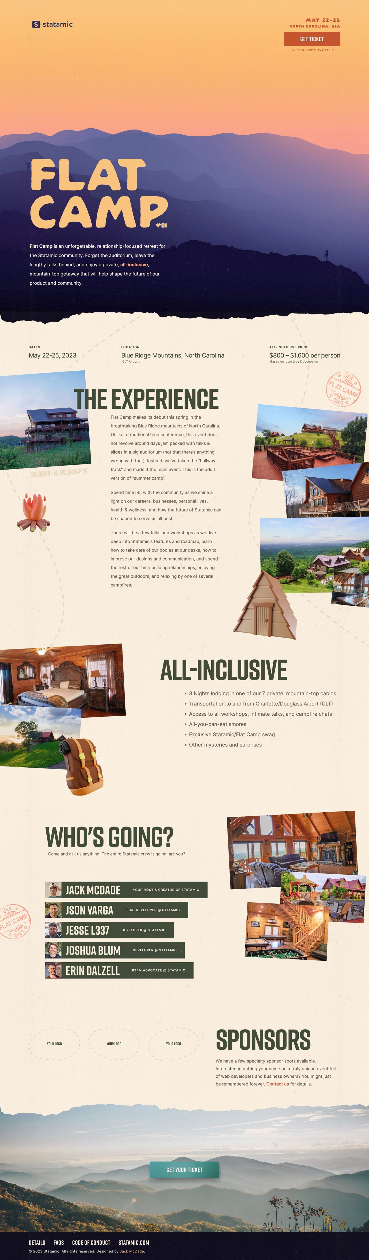 Flat Camp 2023 Website Screenshot