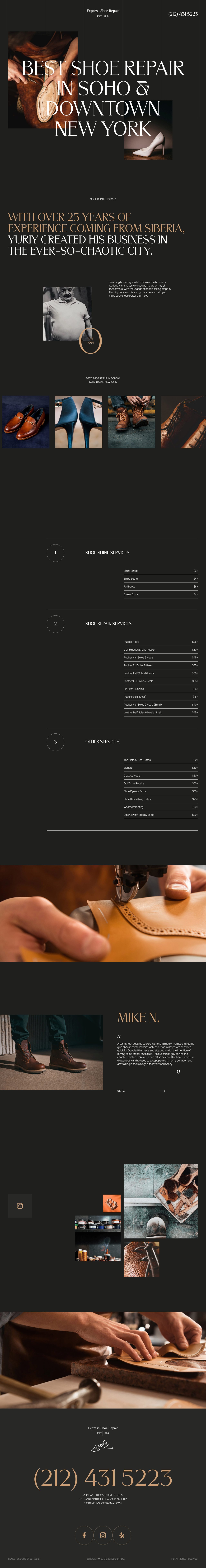 Express Shoe Repair Website Screenshot