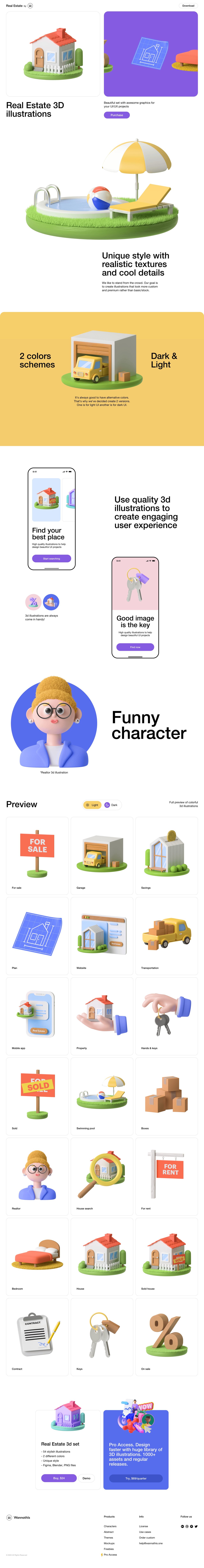 Real Estate 3D illustrations Website Screenshot