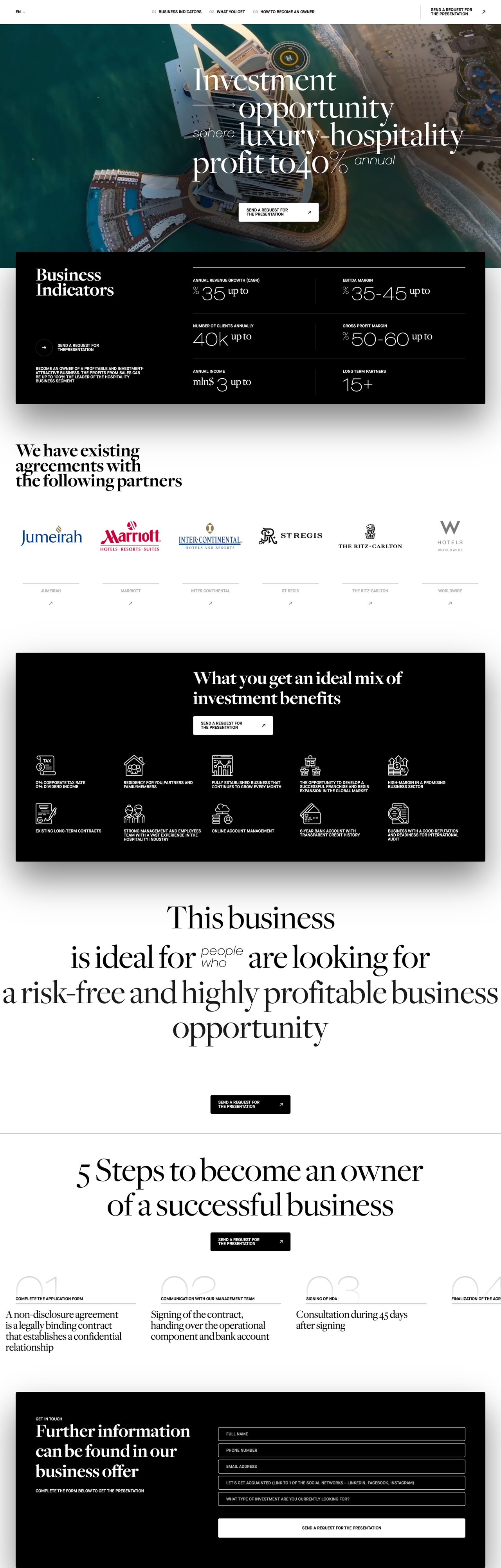 Hospitality Business AE Website Screenshot