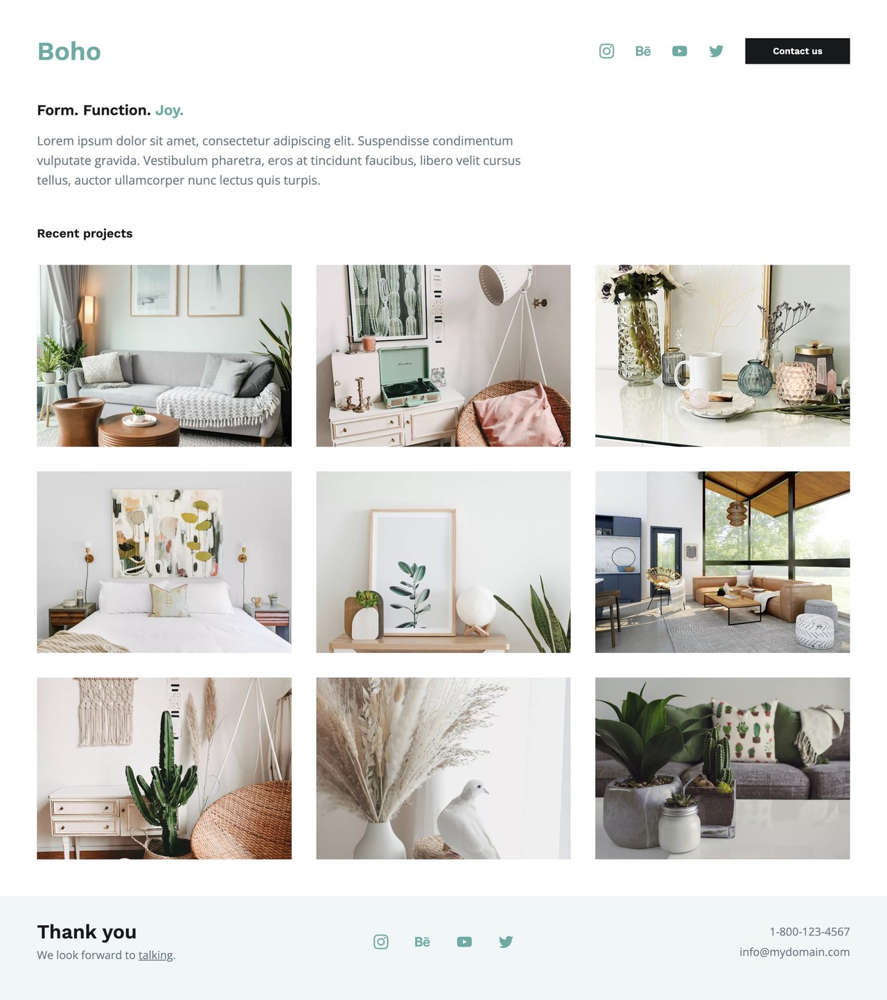 Boho Website Screenshot