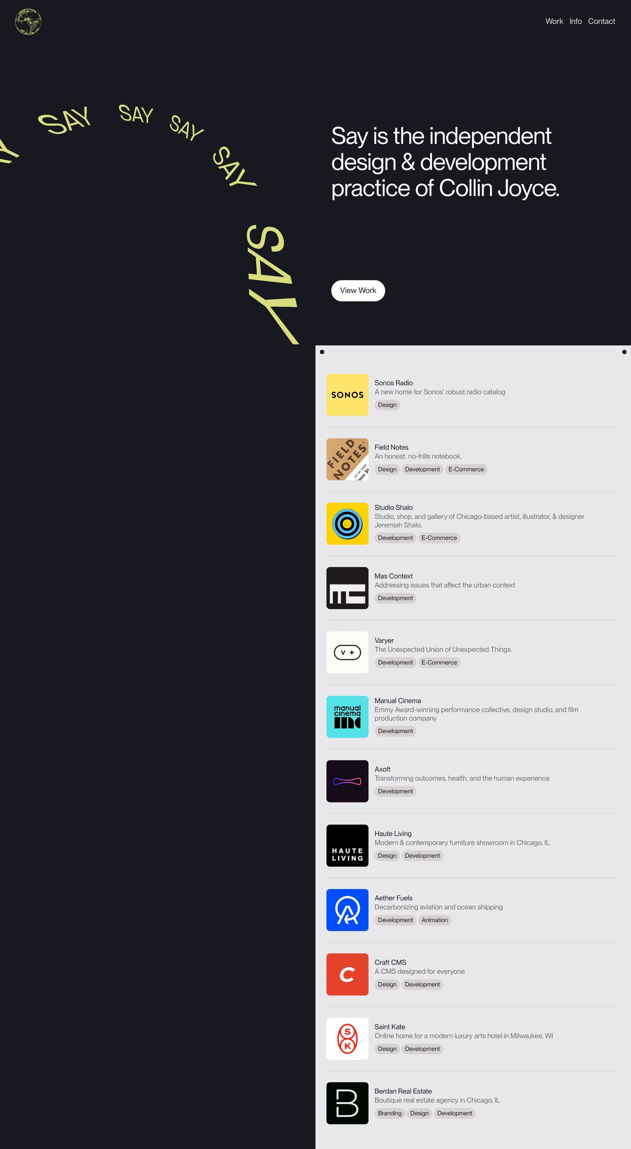 SAY Studio Website Screenshot